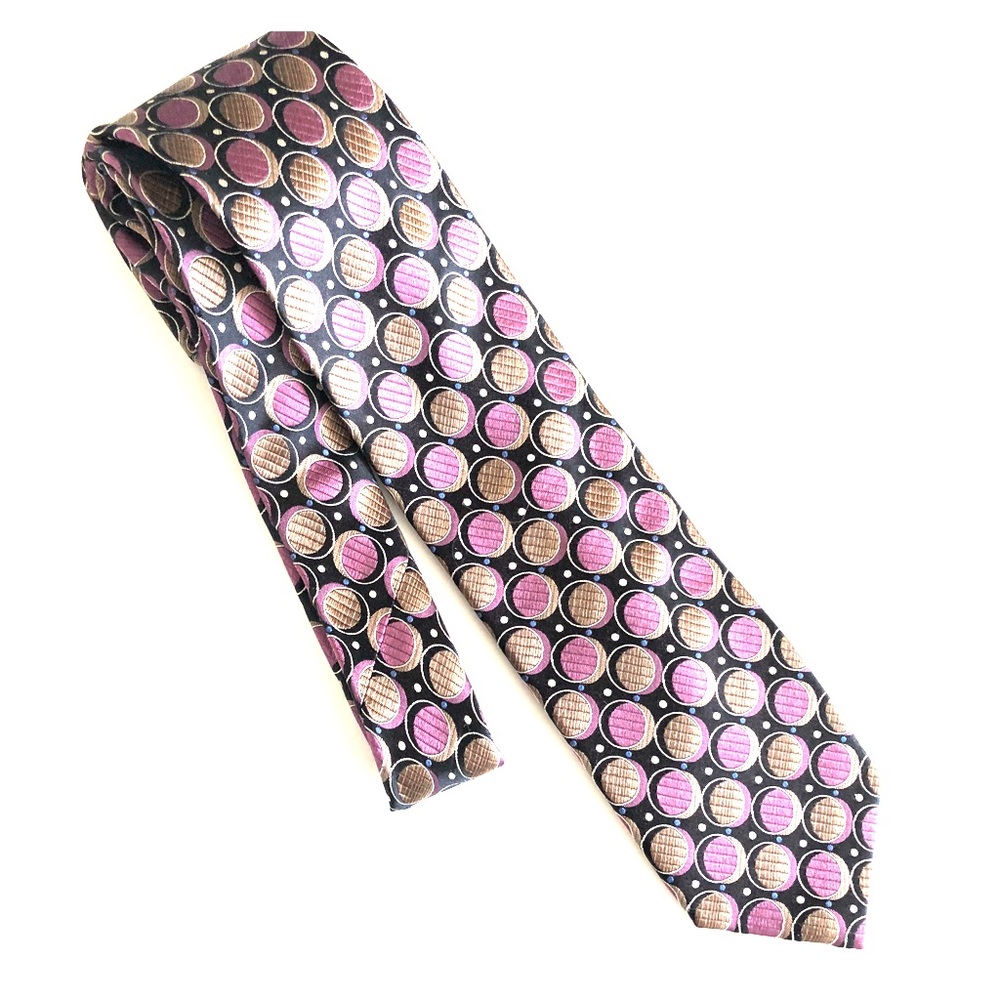 Purple, silver, and black tie